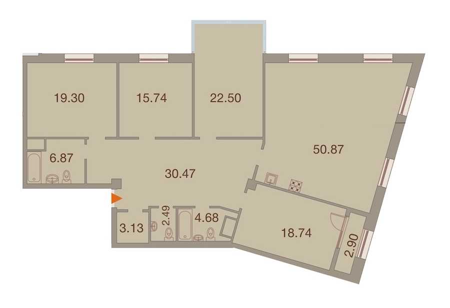 Четырехкомнатная квартира в : площадь 176.24 м2 , этаж: 7 – купить в Санкт-Петербурге